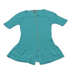 Vintage 60s Neiman Marcus Teal Knit Blouse Girls Sweater L