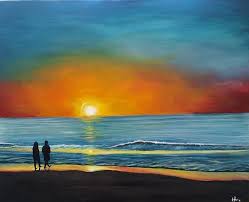 Beach sunset painting beach art sunset paintings ocean beach beautiful sunset painting drawing painting lessons silhouette painting belles images forwards fluorescent neon ocean beach sunset painting by kaybubblesart. Sunset Beach Painting By Ashley Shank