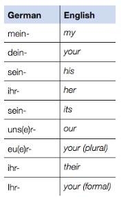 German Possessive Articles German Phrases And Rules