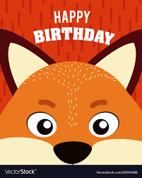Fox Happy Birthday Card Royalty Free Vector Image