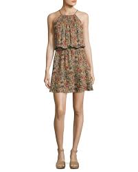 joie reinelde sleeveless floral print silk dress fatigue