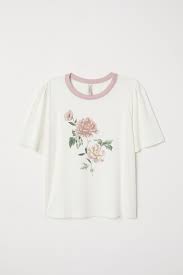 Girls flying v floral long sleeve bff tee. T Shirt With Printed Design White Flower Ladies H M Us Clothes Cool Shirts Paint Shirts