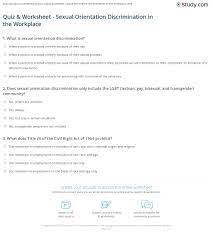 Buzzfeed editor keep up with the latest daily buzz with the buzzfeed daily newsletter! Quiz Worksheet Sexual Orientation Discrimination In The Workplace Study Com