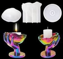 FineInno Kandelaar Hars Mallen Candle Holder Resin Mold Hand Houd Schedel  Siliconen Mal Bloempot Epoxyhars Gietvorm voor DIY Sieraden Dienblad Schaal  ...