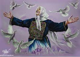 يطير الحمام يحط الحمام لوحة للفنان رائد قطناني palestine art arabic art arabian art