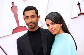 Best actor nominee riz ahmed poses with wife fatima farheen mirza on red carpet. Ki5vfxcouba6tm