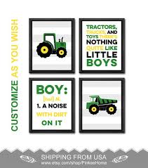 Green Tractor Nursery Decor Tractor And Truck Nursery Wall Etsy Playroom Decor Boys Art Wall Kids Tractor Nursery