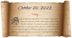 What Day Of The Week Is October 20, 2023?