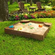 Kidkraft Cabana 4 77 Rectangular Sandbox With Cover Reviews Wayfair Backyard Sandbox Backyard Backyard Play