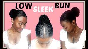 Low Sleek Bun On Thick Short Awkward Stage Natural Hair Clip Ins Natural Hair Styles Natural Hair Styles Easy Sleek Bun
