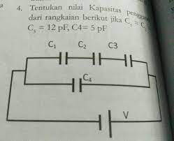 Dalam serangkaian terhubung rangkaian namun, total atau setara kapasitansi c t dihitung secara berbeda. Tentukan Nilai Kapasitas Pengganti Dari Rangkaian Berikut Jika C1 C2 C3 12 Pf C4 5 Pf Brainly Co Id
