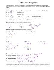 All formats available for pc, mac, ebook readers and other mobile devices. 5 5 5 7 3 5 5 Properties Of Logarithms The Following Major Properties Of Logarithms Can Be Developed From Corresponding Properties Of Exponents These Course Hero