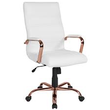 Flash Furniture High Back White Leathersoft Executive Swivel Office Chair With Rose Gold Frame And Arms Walmart Com Office Chair Swivel Office Chair Flash Furniture