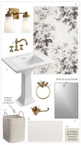 Moreover, applying grey color and combining with pattern wallpaper is a good idea; Four Potential Powder Room Design Ideas Kelley Nan