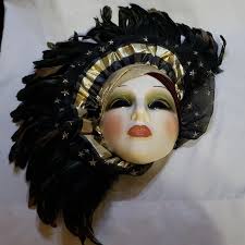 Vintage Clay Art musical clown mask 80's