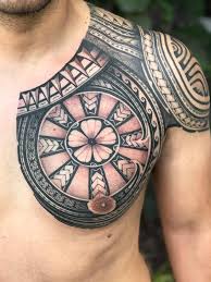 Polynesian maori design showing a autentic parade of symbols from both tattoing art standards, by miguel san roman. Polynesian Chest Piece By Keoki Tattoonow