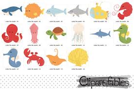 Browse our sea creatures clip art & collection, free clip art images catalogue. Cute Sea Animals Clipart Under The Sea Clip Art Animal Friends By Clipartfables Thehungryjpeg Com