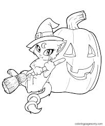 Download and print free printable halloween cat coloring pages. Witch Cat With Pumpkin Coloring Pages Halloween Witch Coloring Pages Coloring Pages For Kids And Adults