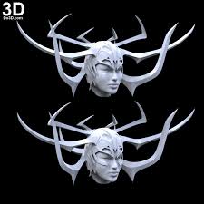 3d Printable Model Hela Helmet From Thor Ragnarok Print File Format Stl Do3d Com 3d Printable Models Thor Star Lord Comic