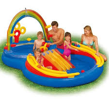 Amazon Com Intex 117 By 76 By 53 Inch Rainbow Ring Pool Play Center Toys Games Baby Pool Kid Pool Kiddie Pool