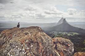 Two Magpies On A Rocky Outcrop Over Looking The Glasshouse Mountains Queensland Glasshouse Mountains Birds Eye View Mountains