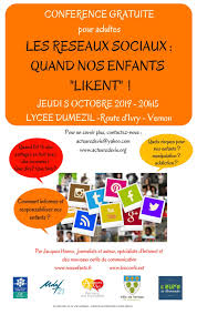 .de vernon à vernon 27200 (rue louise damasse): A Vernon 27 Le Jeudi 3 Octobre 2019 Pour Parler De Les Reseaux Sociaux Quand Nos Enfants Likent Les Nouvelles Technologies Et Nous