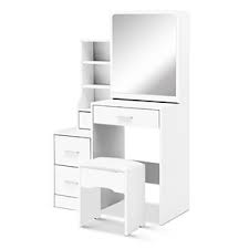 Makeup desk with drawers, vanity table set with large mirror, modern makeup vanity desk dressing table stool set with 4 drawers and 3 shelves for bedroom, best gift for girlfriend/mother (white) $131.99. Buy Artiss Dressing Table Stool Mirror Jewellery Cabinet Makeup Storage White Grays Australia