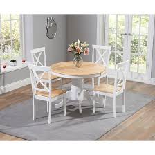 The naro round 2 seater white gloss table is very smart and compliments the elise dining chairs. Ashley Round Dining Table Set 4 Seat Oak Fads