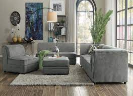 Now with five branches in the u.s. Gray Velvet 8 Pcs Modular Sectional Sofa 53780 Bois Acme Contemporary Modern 53780 Bois