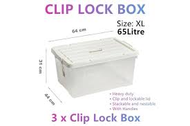 Get the best deals on home storage boxes with lockable. 3x Heavy Duty Clip Lock Storage Box Container Plastic Tub Bin Organiser Xl Large Matt Blatt