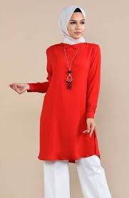 Sefamerve Tesettur Kirmizi Renk Tunik Modelleri Moda Tesettur Giyim Moda Stilleri Tunik Moda