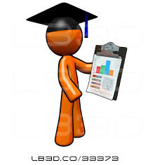 illustration of orange guy graduate holding a chart on a