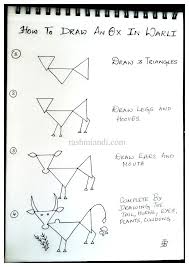 How To Draw An Ox In Warli Rashmi I Tribal Art Drawings Tribal Art Designs Pottery Painting Designs