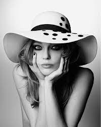 Maison Michel Hats For Women Sasha Pivovarova Black And White Photography