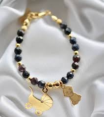 Black And Gold Bracelet For Babies Baby Boy Christening Baptism Bracelet Newborn Bracelet Etsy Baby Jewelry Gold Baby Boy Jewelry Kids Gold Jewelry