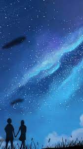 Couple Starry Sky Night Artwork Hd Mobile Wallpaper Sky Anime Night Sky Wallpaper Starry Night Wallpaper