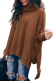 Cashmere oversized cowl neck sweater. Caracilia Women Turtle Cowl Neck Long Batwing Sleeve Waffle Knit Pullover Sweaters Oversized Loose Fit High Low Tunic Tops At Amazon Women S Clothing Store