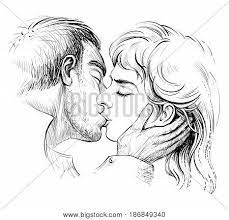 Man and woman in love vector illustration; Kissing Couple Love Vector Photo Free Trial Bigstock