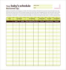 baby schedule template for nanny printable schedule template