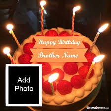 Happy Birthday Cake For Brother With Name Candles Birthday Cake For Brother Name And Photo Wishes In 2020 Birthday Cake For Brother Birthday Cake With Candles Happy Birthday Cake Images