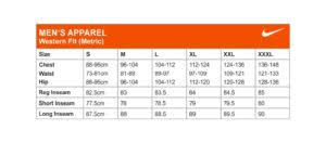 Nike Size Chart Mens Rjm Sports