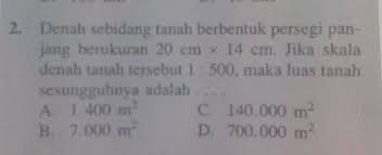 Ukuran bangunan dari denah rumah diatas adalah adalah 8 x 20 m. Denah Sebidang Tanah Berbentuk Persegi Panjang Berukuran 20 Cm 14cm Jika Skala Denah Tanah Brainly Co Id