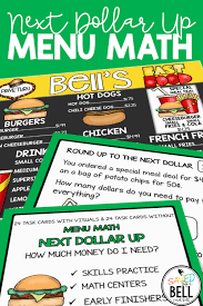 Next Dollar Up Worksheets And Word Problems Menu Math Distance Learning Math Worksheets Math Student Teaching Resources