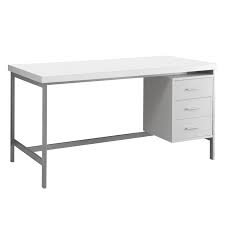 The credenza desk accepts the coordinating hutch to organize your space. Monarch Computer Desk 60 L White Silver Metal Walmart Com Walmart Com