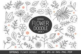 Download Flowers Doodle In Hand Drawn Style Graphic By Khanisorn Creative Fabrica