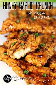 Honey Garlic Crunch Chicken Tenders Spend With Pennies Chicken Tender Recipes Recipes Poultry Recipes