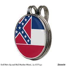Golf Hat Clip And Ball Marker Mississippi Flag Ball Markers Golf Ball Markers Golf Hats