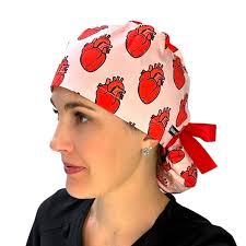 Buy Heart Ponytail Scrub Cap for Women, Optional Satin Lining. Cardiology  Nurse Scrub Hat, Anatomical Heart Ponytail Scrub Cap for Long Hair. Online  in India