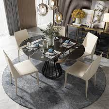 table de salle a manger moderne a feuilles extensibles motif marbre pierre table de cuisine en acier inoxydable et cadre en metal blanc table de salle a manger moderne table de
