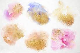 Watercolor Splashes With Gold Dust